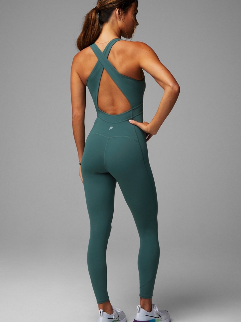 Fabletics Teal Cross-Back Active Jumpsuit